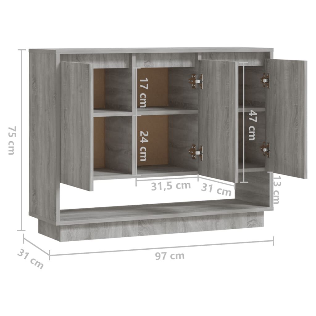 vidaXL Ντουλάπι Γκρι Sonoma 97x31x75 εκ. από Επεξεργασμένο Ξύλο