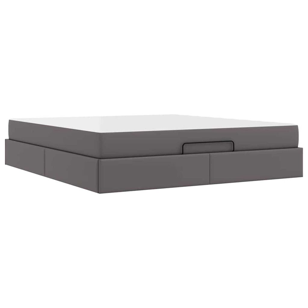 vidaXL Σκελετός κρεβατιού με στρώμα Γκρι 180 x 200 cm Τεχνητό δέρμα