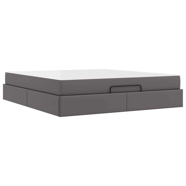 vidaXL Σκελετός κρεβατιού με στρώμα Γκρι 180 x 200 cm Τεχνητό δέρμα