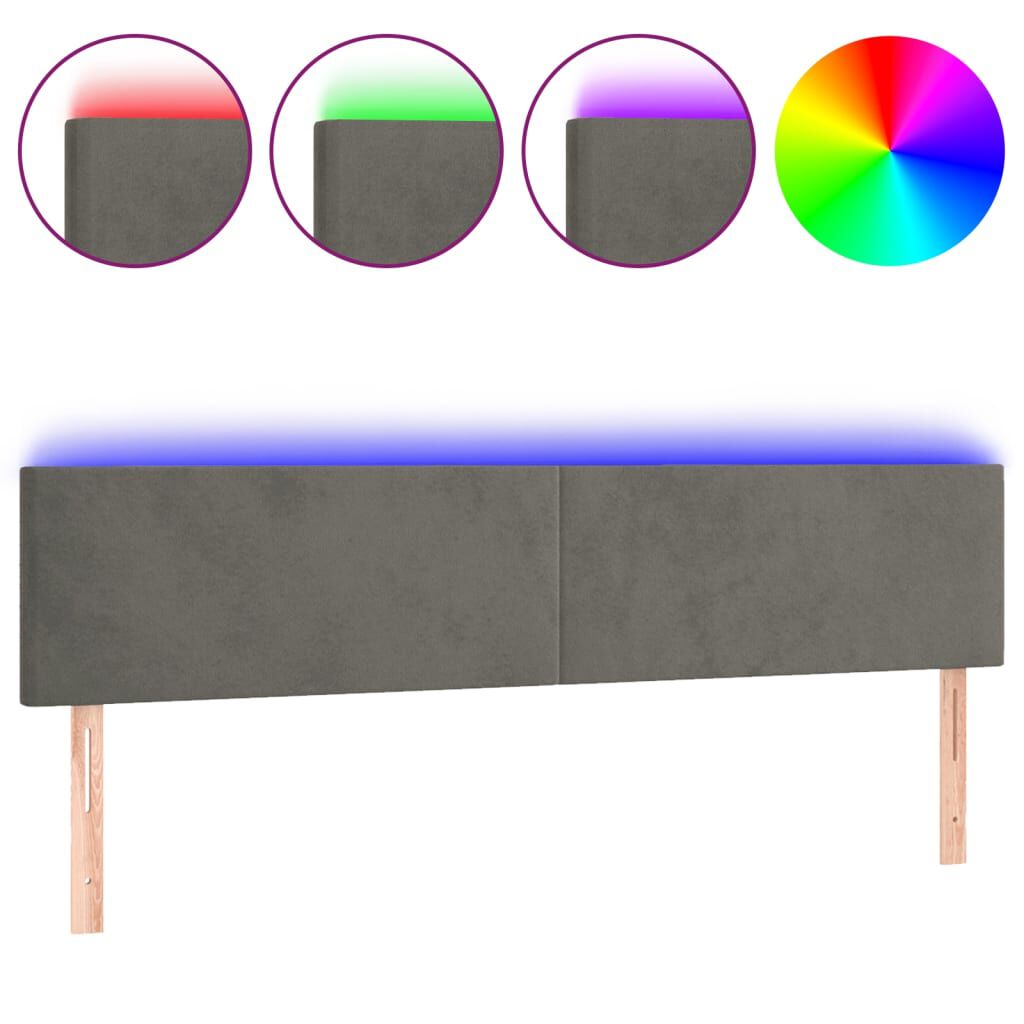 vidaXL Κεφαλάρι Κρεβατιού LED Σκούρο Γκρι 160x5x78/88 εκ. Βελούδινο