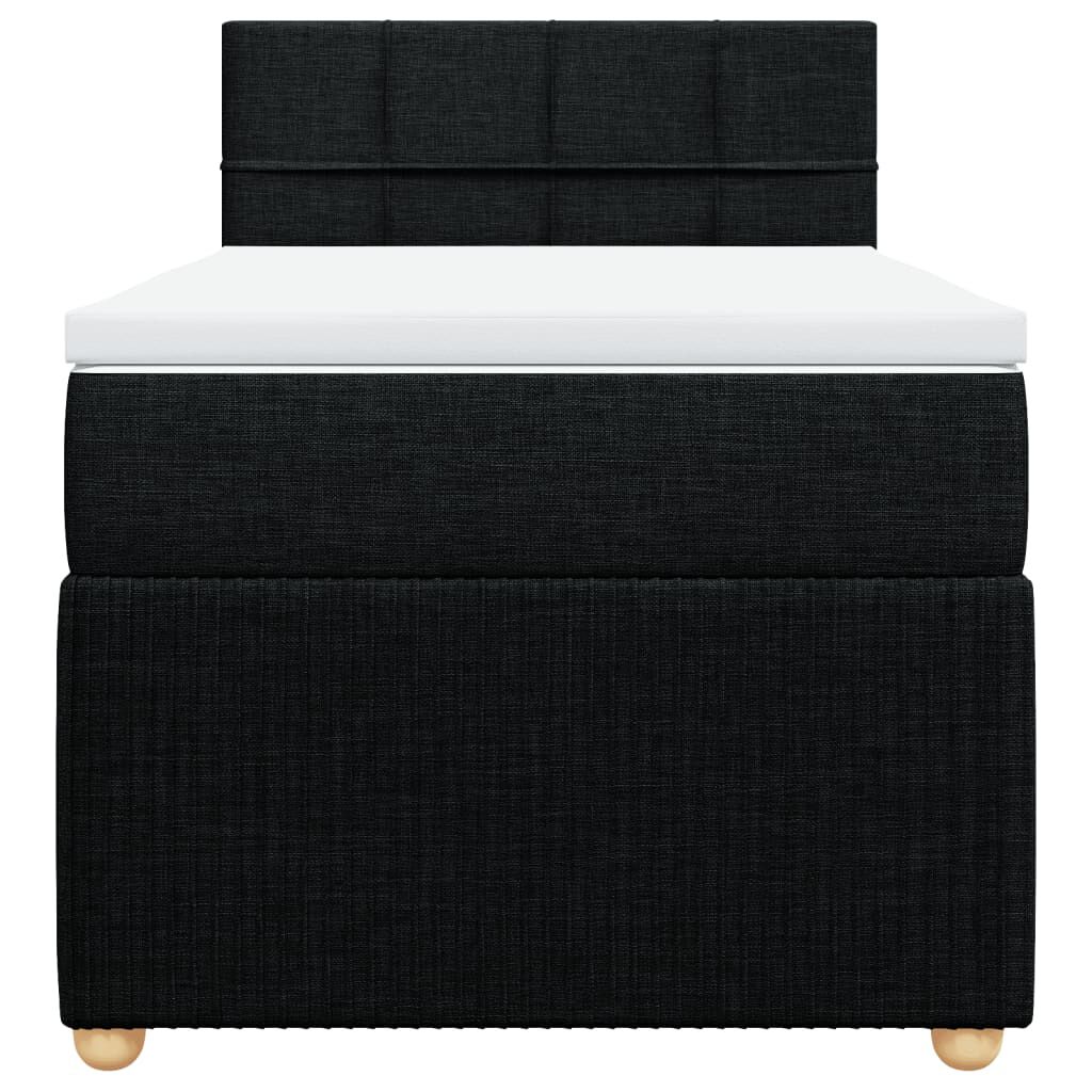 vidaXL Κρεβάτι Boxspring με Στρώμα Μαύρο 80 x 200 εκ. Υφασμάτινο