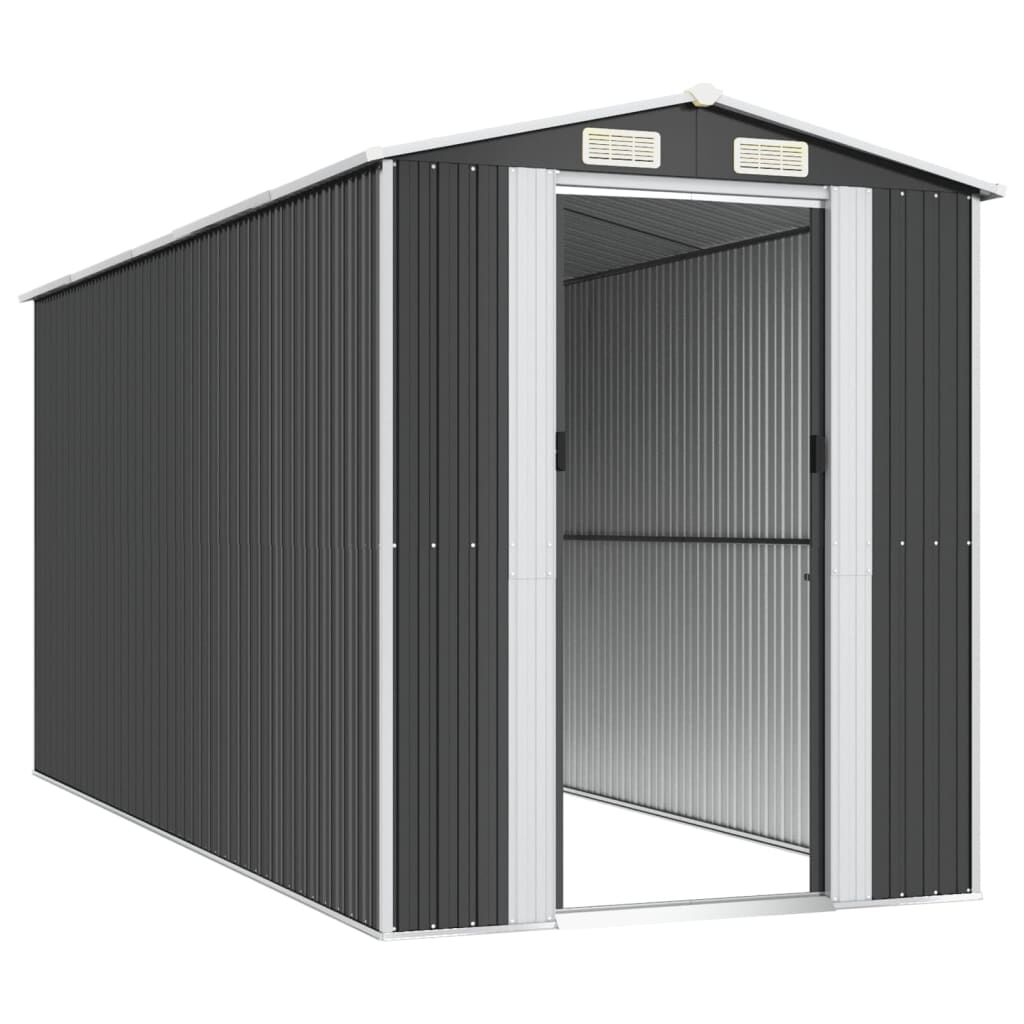vidaXL Αποθήκη Κήπου Ανθρακί 192x440x223 εκ. Γαλβανισμένο Ατσάλι