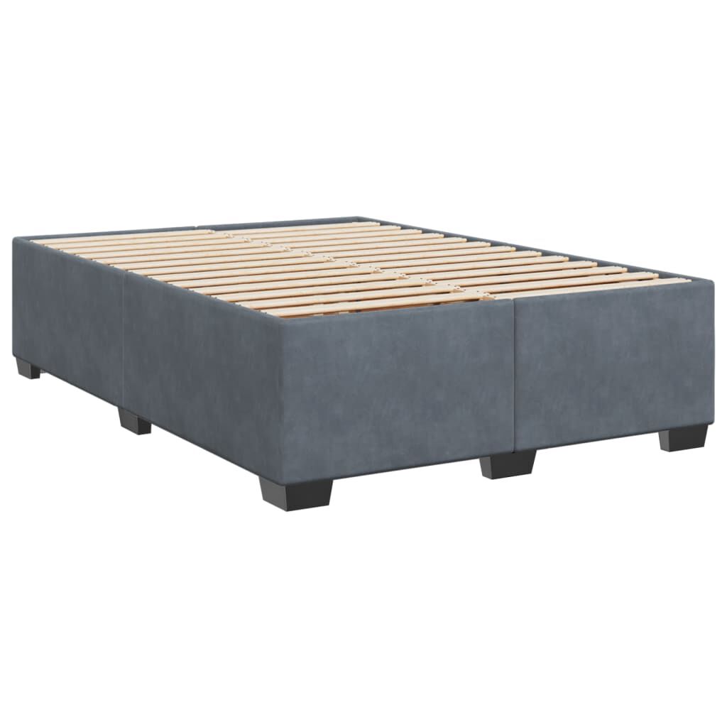 vidaXL Κρεβάτι Boxspring με Στρώμα Σκούρο Γκρι 140x200 εκ. Βελούδινο