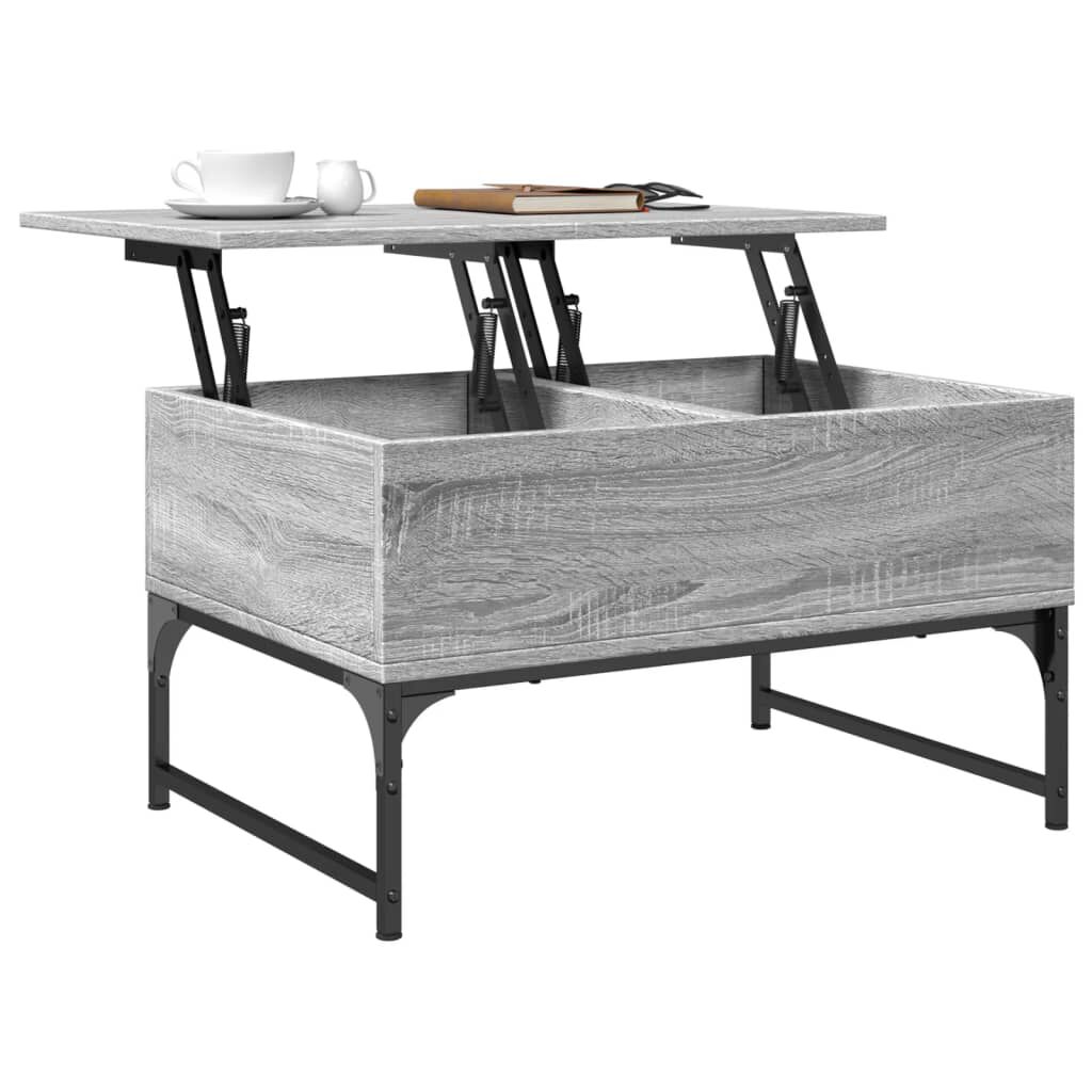 vidaXL Τραπεζάκι Σαλονιού Γκρι Sonoma 70x50x40 εκ. Επεξ. Ξύλο/Μέταλλο