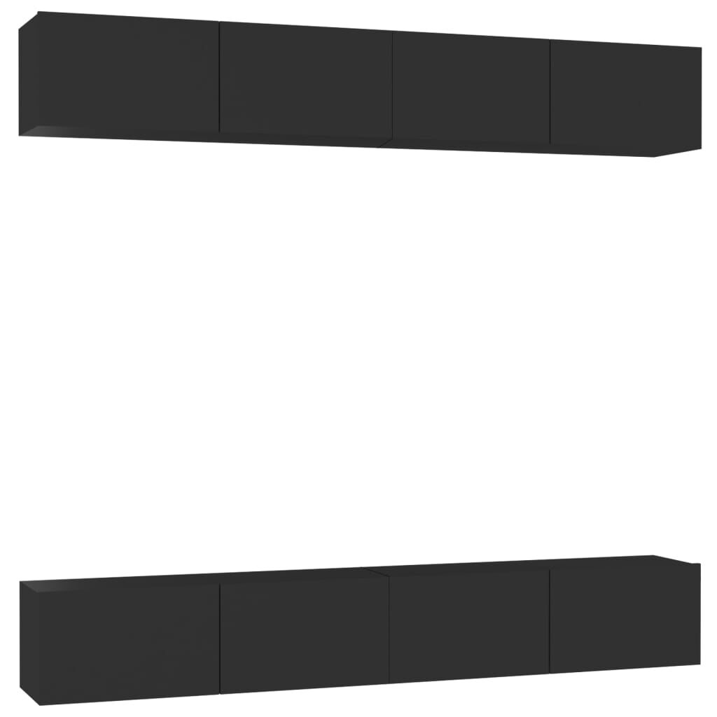 vidaXL Έπιπλα Τηλεόρασης 4 τεμ. Μαύρα 100 x 30 x 30 εκ. Επεξ. Ξύλο