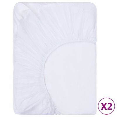 vidaXL Σεντόνια με Λάστιχο Αδιάβροχα 2 τεμ. Λευκά 90x200 εκ. Βαμβακερά