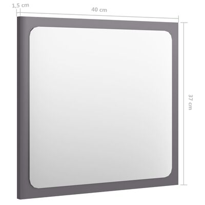vidaXL Καθρέφτης Μπάνιου Γυαλιστερό Γκρι 40 x 1,5 x 37 εκ. Μοριοσανίδα