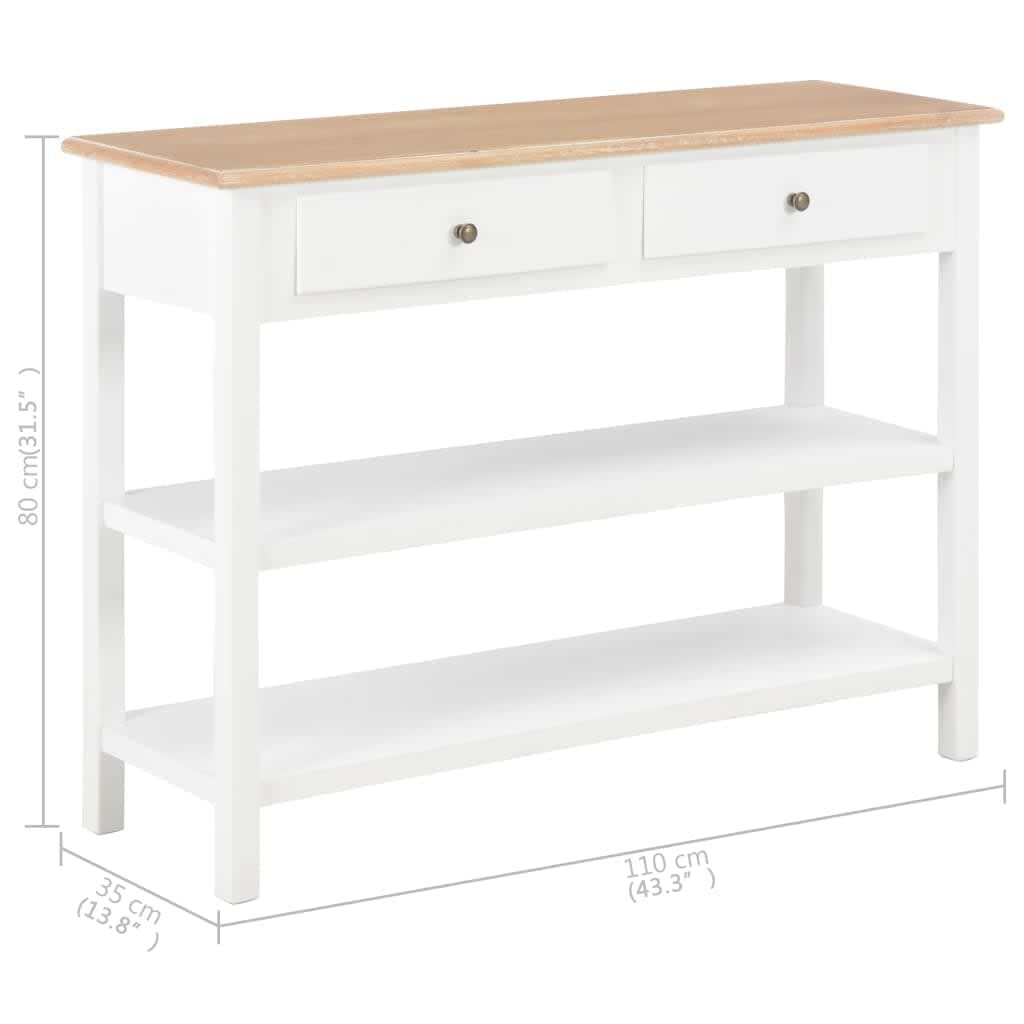 vidaXL Κονσόλα Λευκή 110 x 35 x 80 εκ. από MDF