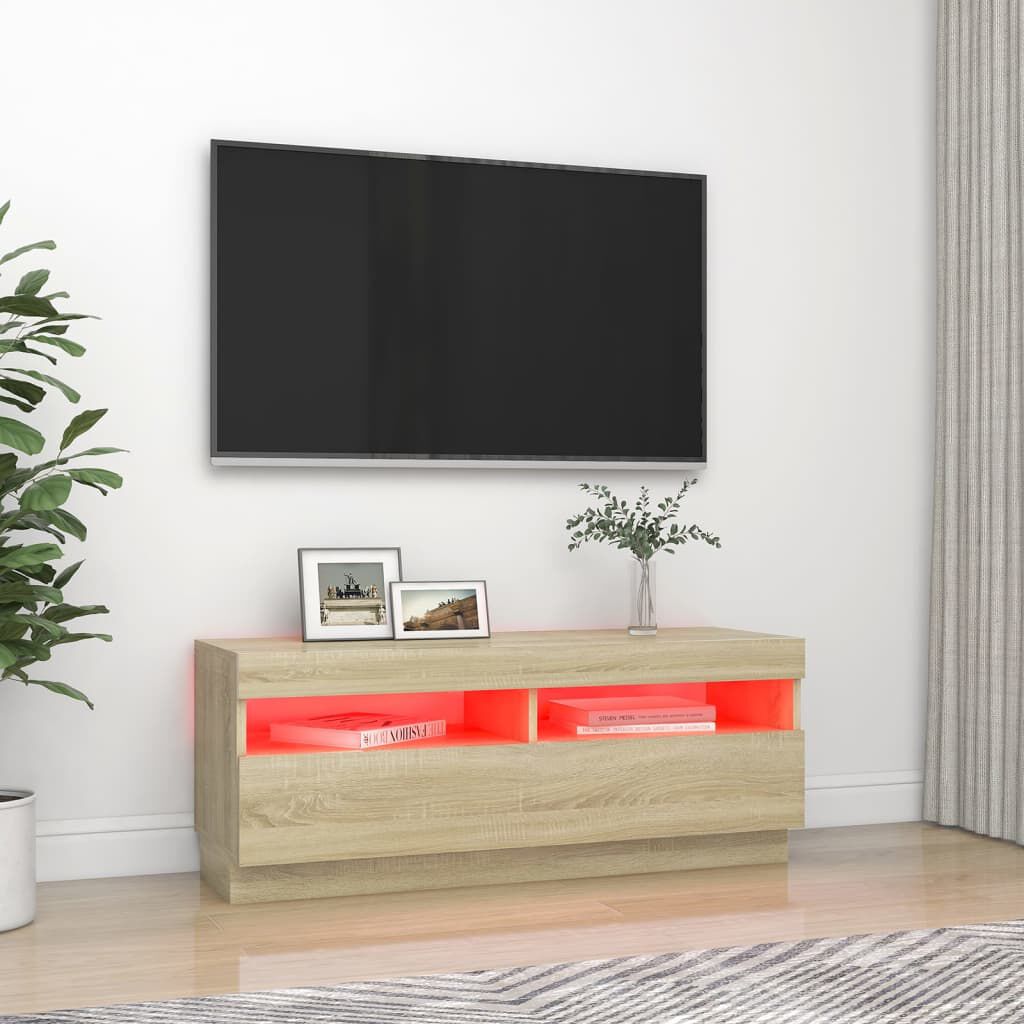 vidaXL Έπιπλο Τηλεόρασης με Φωτισμό LED Sonoma Δρυς 100 x 35 x 40 εκ.