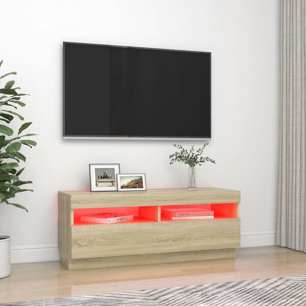 vidaXL Έπιπλο Τηλεόρασης με Φωτισμό LED Sonoma Δρυς 100 x 35 x 40 εκ.