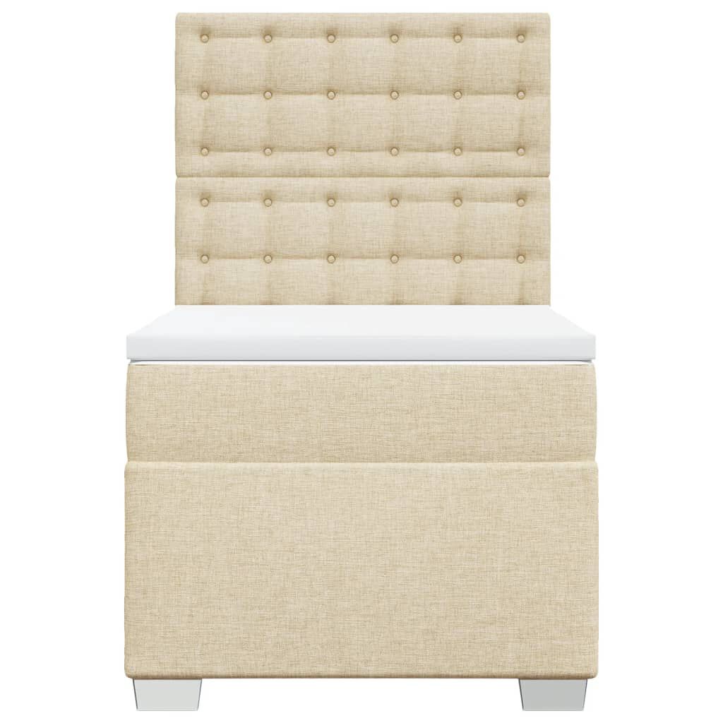 vidaXL Κρεβάτι Boxspring με Στρώμα Κρεμ 90x200 εκ.Υφασμάτινο