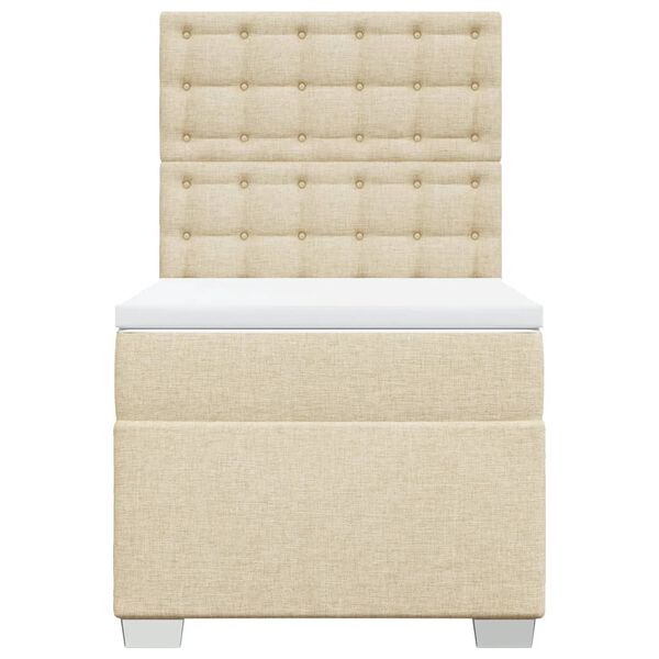 vidaXL Κρεβάτι Boxspring με Στρώμα Κρεμ 90x200 εκ.Υφασμάτινο