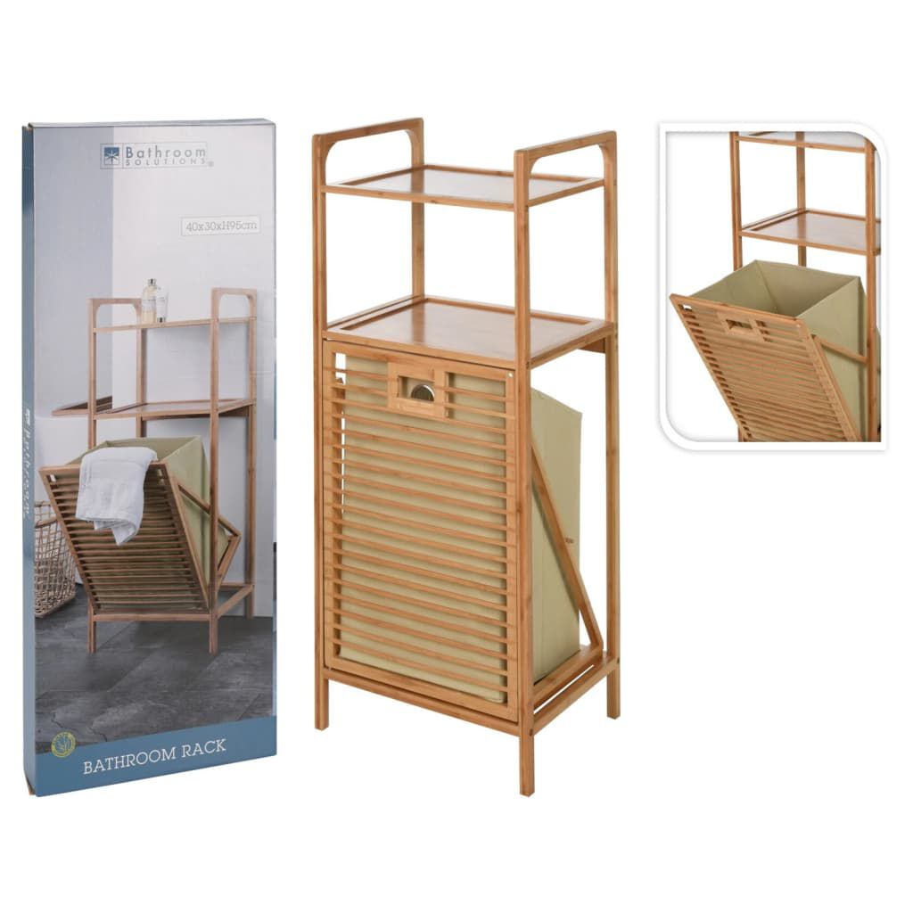 Bathroom Solutions Καλάθι Άπλυτων με 2 Ράφια 95 εκ. από Μπαμπού