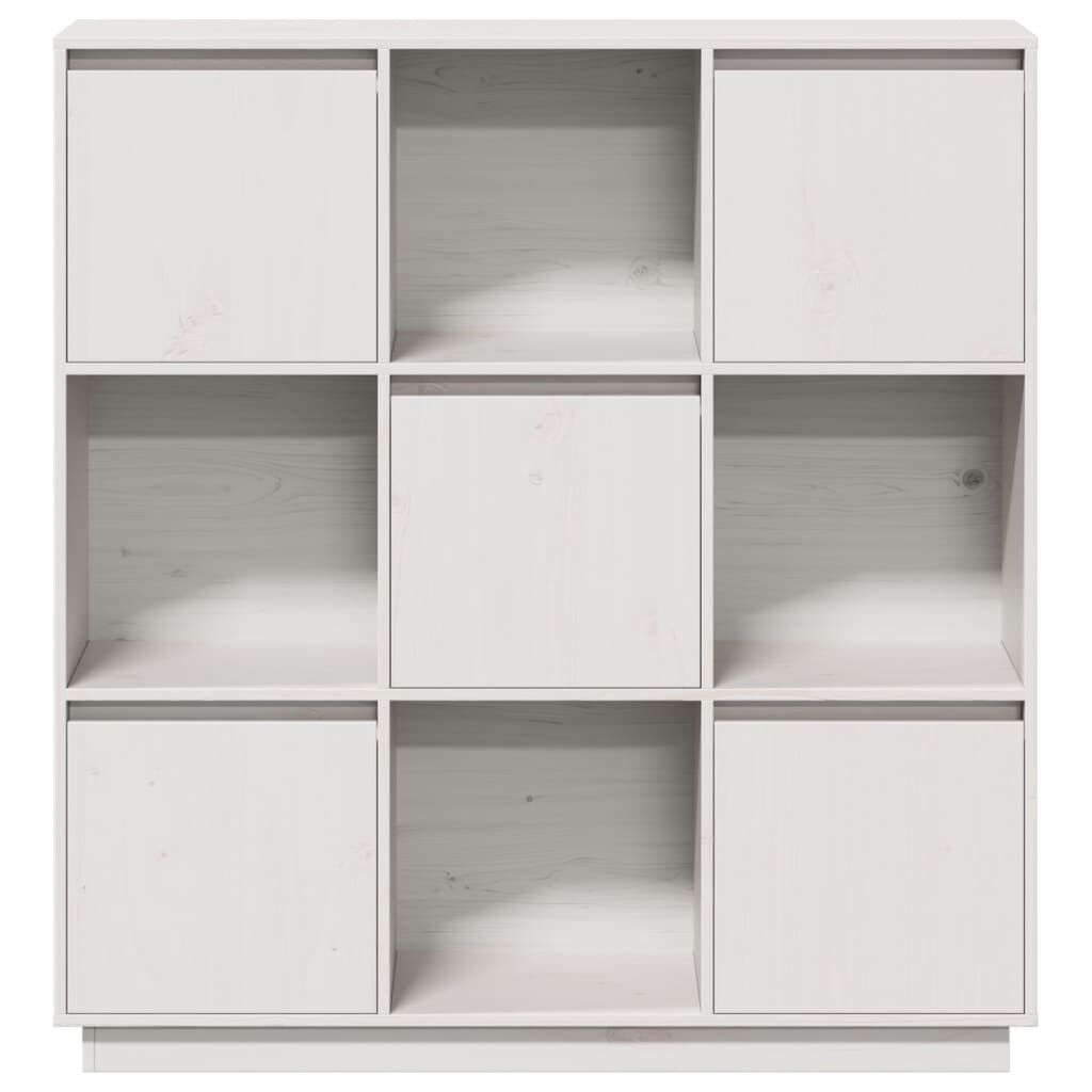 vidaXL Ντουλάπι Ψηλό Λευκό 110,5x35x117 εκ. από Μασίφ Ξύλο Πεύκου