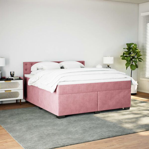 vidaXL &Kappa;&rho;&epsilon;&beta;ά&tau;&iota; Boxspring &mu;&epsilon; &Sigma;&tau;&rho;ώ&mu;&alpha; &Rho;&omicron;&zeta; 180x200 &epsilon;&kappa;. &Beta;&epsilon;&lambda;&omicron;ύ&delta;&iota;&nu;&omicron;