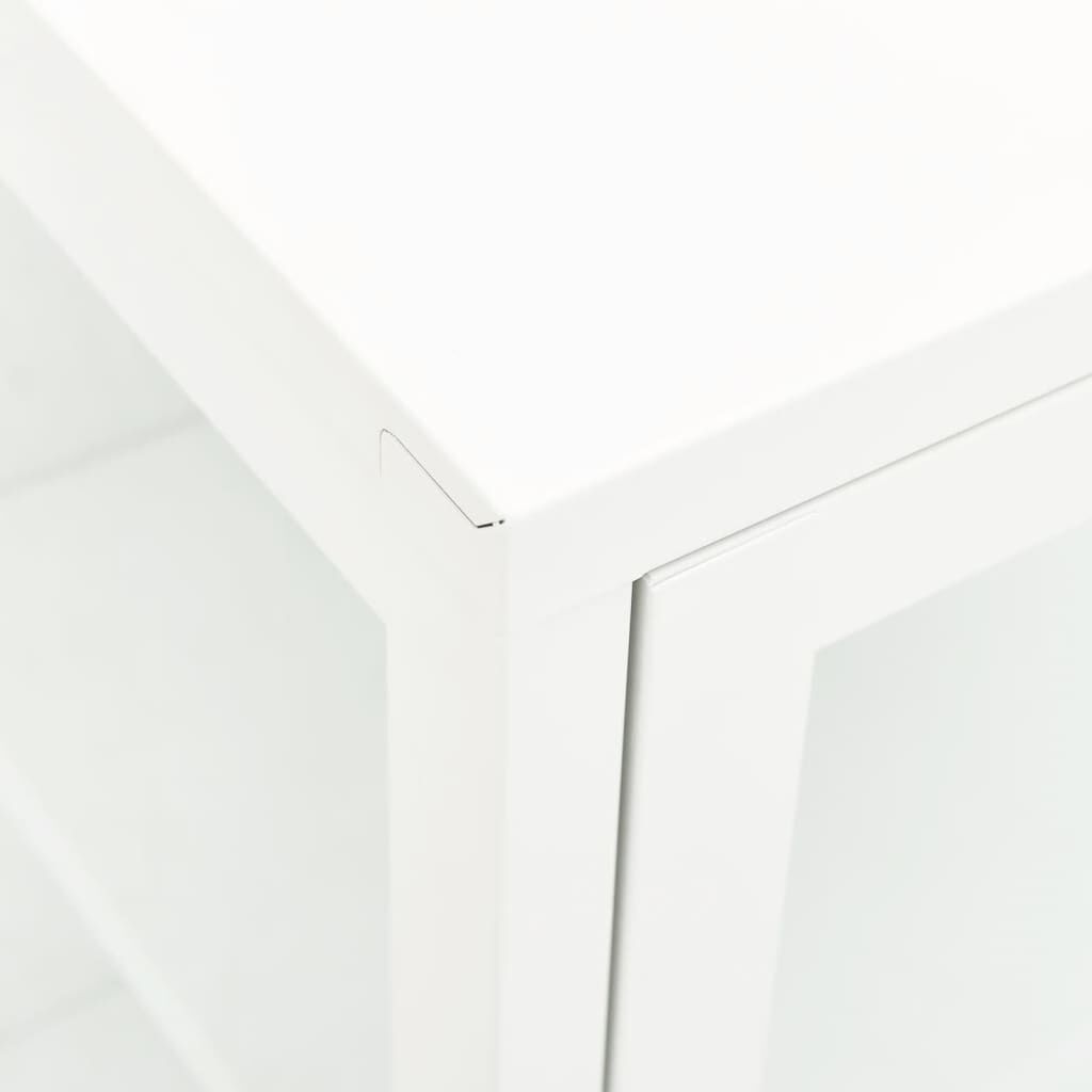 vidaXL Μπουφές Λευκός 105 x 35 x 70 εκ. από Ατσάλι και Γυαλί