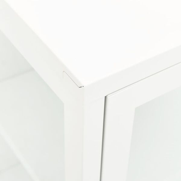 vidaXL Μπουφές Λευκός 105 x 35 x 70 εκ. από Ατσάλι και Γυαλί