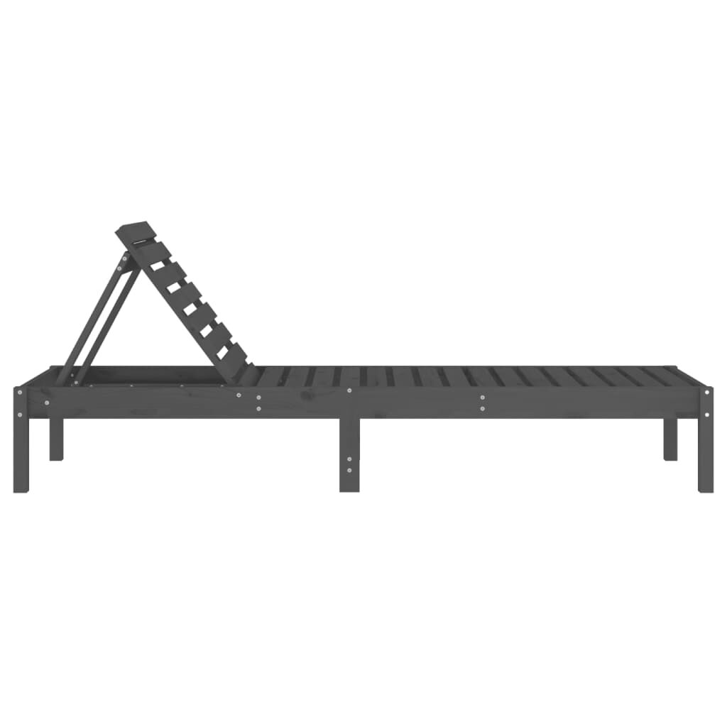 vidaXL Ξαπλώστρα Γκρι 199,5 x 60 x 74 εκ. από Μασίφ Ξύλο Πεύκου
