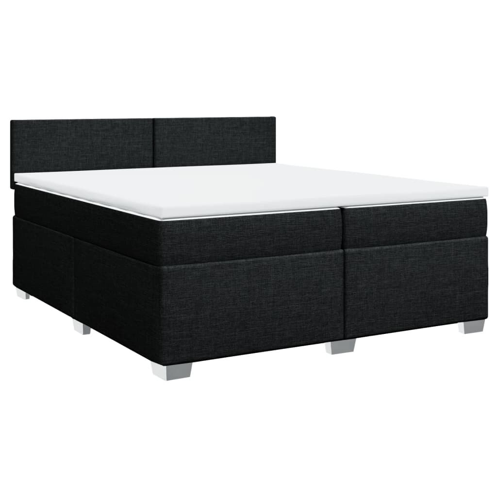 vidaXL Κρεβάτι Boxspring με Στρώμα Μαύρο 200x200 εκ. Υφασμάτινο