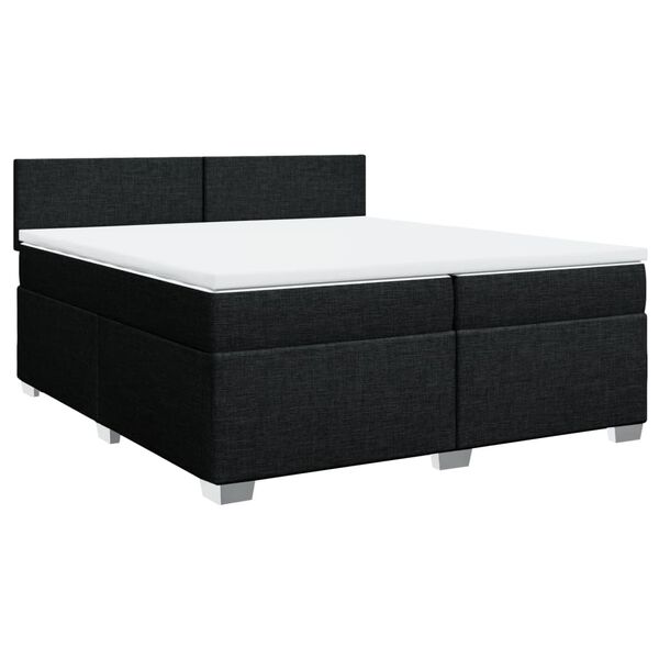 vidaXL Κρεβάτι Boxspring με Στρώμα Μαύρο 200x200 εκ. Υφασμάτινο