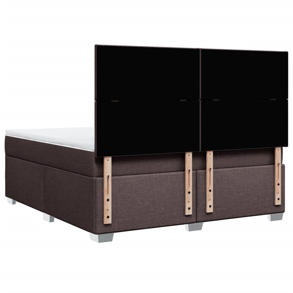 vidaXL Κρεβάτι Boxspring με Στρώμα Σκούρο Καφέ 180x200 εκ Υφασμάτινο