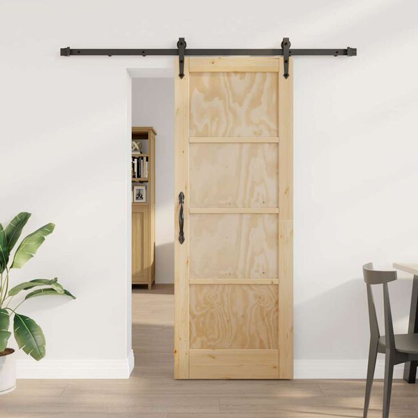 vidaXL Συρόμενη Πόρτα Φυσικό και μαύρο 73.5 x 198.5 εκ.