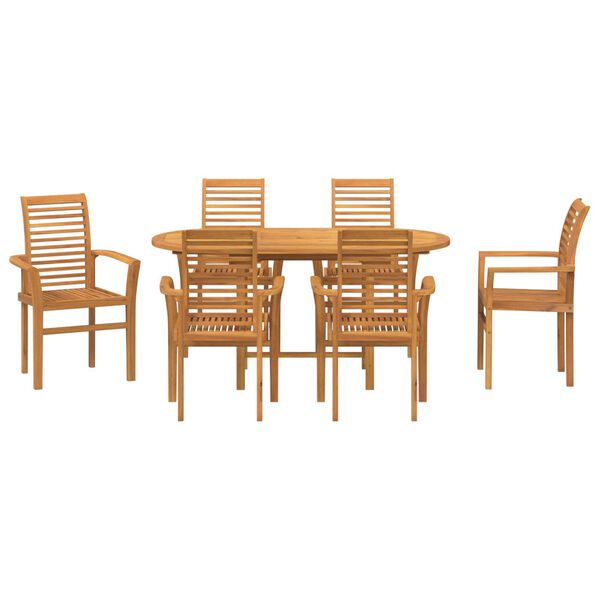 vidaXL Σέτ φαγητού για κήπο 7 pcs Καφέ Μασίφ ξύλο teak
