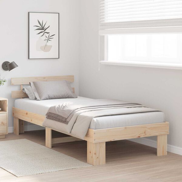 vidaXL Κρεβάτι με Κεφαλάρι 75x190 εκ. Μασίφ Ξύλο Πεύκου