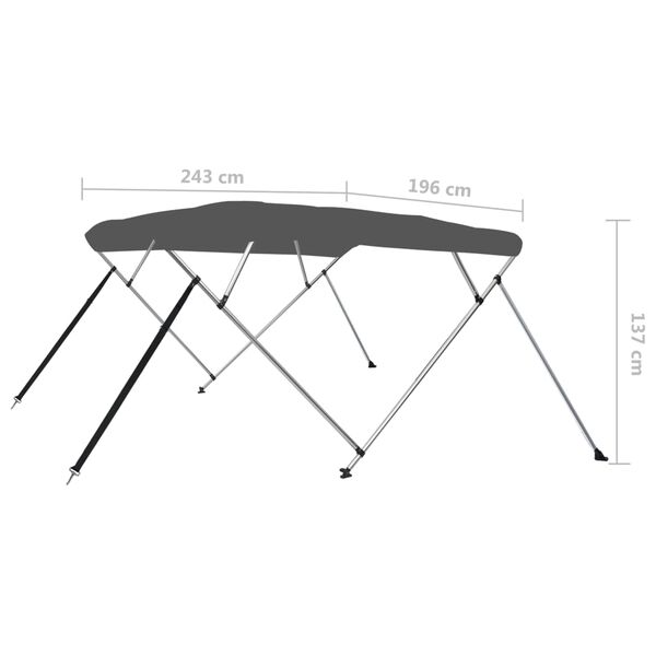 vidaXL Τέντα Σκάφους με 4 Αψίδες Ανθρακί 243x196x137 εκ.