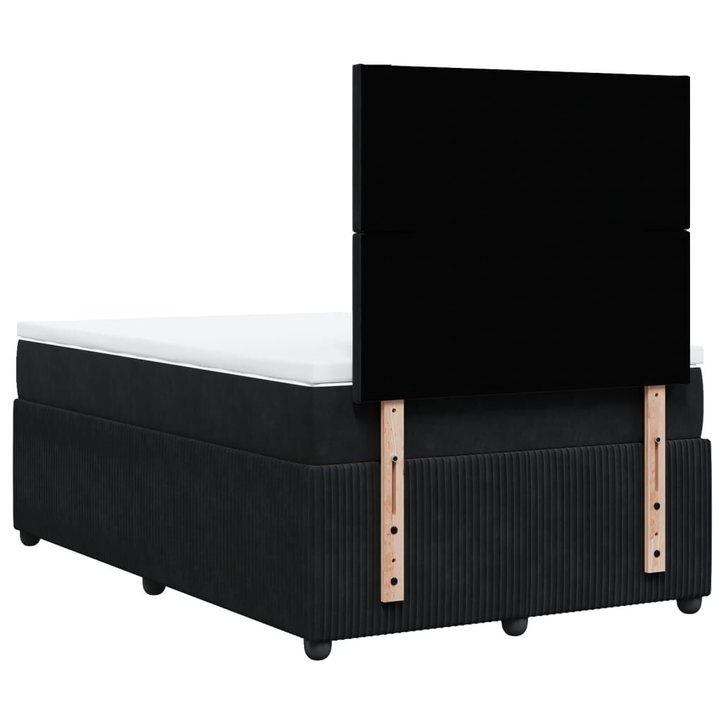 vidaXL Κρεβάτι Boxspring με Στρώμα Μαύρο 120x190 εκ. Βελούδινο