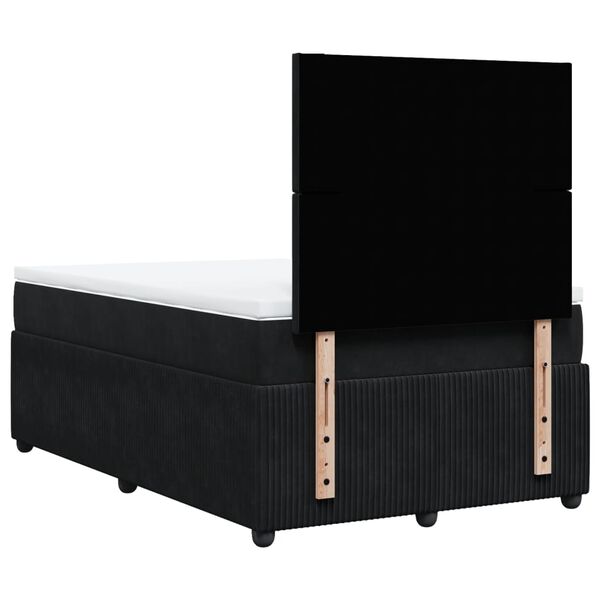 vidaXL Κρεβάτι Boxspring με Στρώμα Μαύρο 120x190 εκ. Βελούδινο