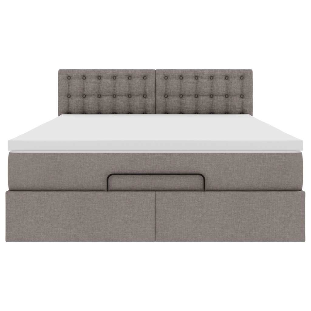vidaXL Οθωμανικό κρεβάτι με στρώμα Taupe 140x200cm ύφασμα
