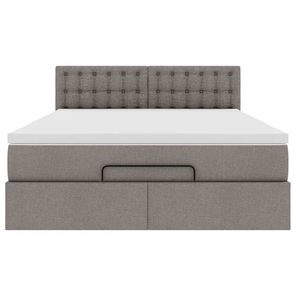 vidaXL Οθωμανικό κρεβάτι με στρώμα Taupe 140x200cm ύφασμα