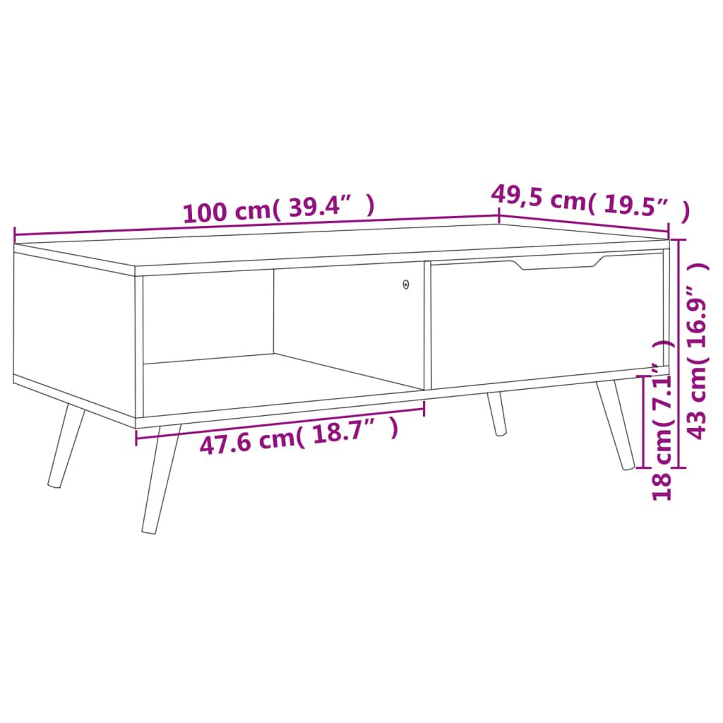 vidaXL Τραπεζάκι Σαλονιού Καπνιστή Δρυς 100x49,5x43 εκ. Επεξεργ. Ξύλο