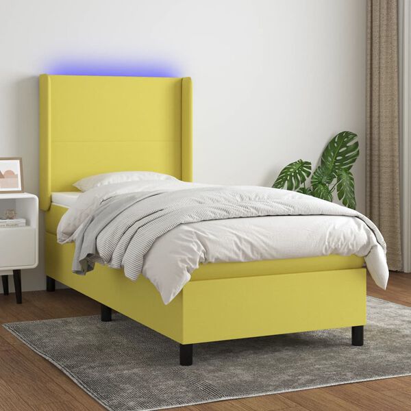 vidaXL &Kappa;&rho;&epsilon;&beta;ά&tau;&iota; Boxspring &mu;&epsilon; &Sigma;&tau;&rho;ώ&mu;&alpha; & LED &Pi;&rho;ά&sigma;&iota;&nu;&omicron; 90x200 &epsilon;&kappa;. &Upsilon;&phi;&alpha;&sigma;&mu;ά&tau;&iota;&nu;&omicron;