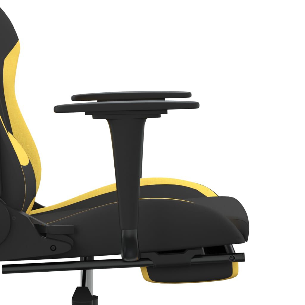 vidaXL Καρέκλα Μασάζ Gaming Μαύρη/Κίτρινο Ύφασμα με Υποπόδιο
