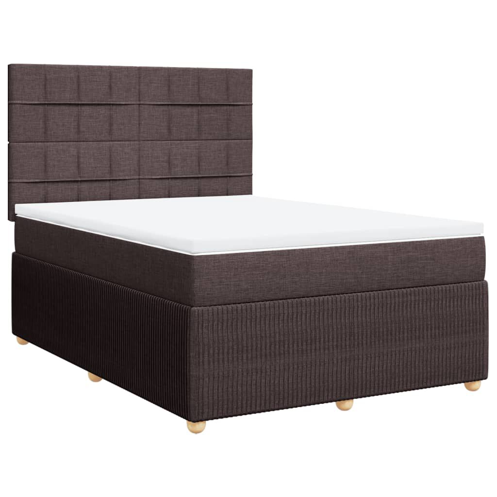 vidaXL Κρεβάτι Boxspring με Στρώμα Σκούρο Καφέ 160x200 εκ Υφασμάτινο