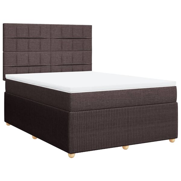 vidaXL Κρεβάτι Boxspring με Στρώμα Σκούρο Καφέ 160x200 εκ Υφασμάτινο
