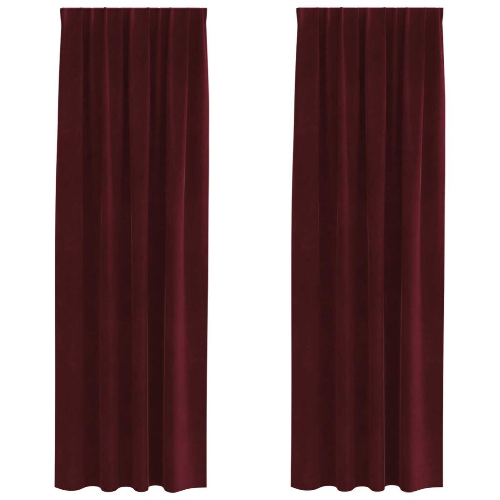 vidaXL Κουρτίνες με κουρτίνες 2 pcs Μπορντό 140 x 260 cm Βελούδο