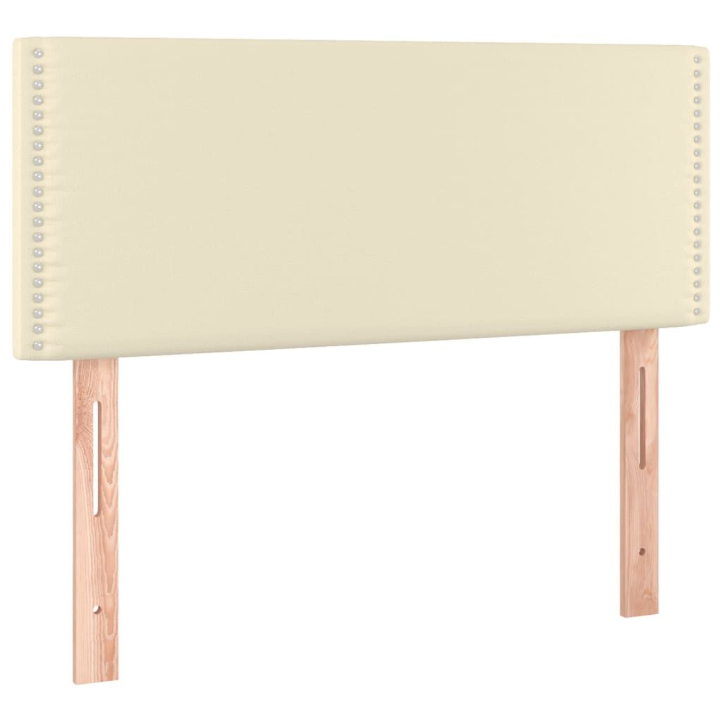 vidaXL Κρεβάτι Boxspring με Στρώμα & LED Κρεμ 100x200 εκ. Συνθ. Δέρμα
