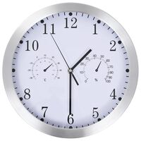 vidaXL Ρολόι Τοίχου Λευκό 30 εκ. Quartz με Υγρόμετρο και Θερμόμετρο