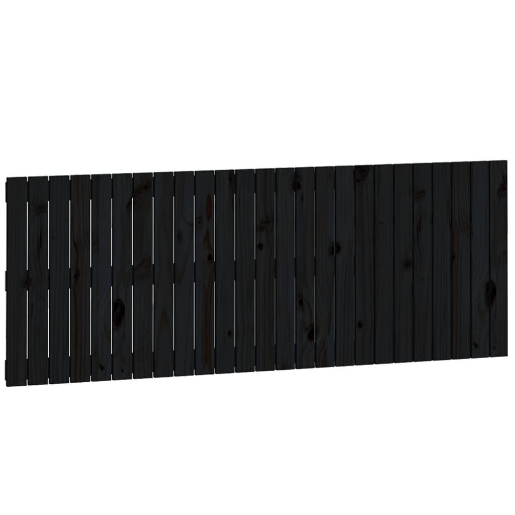 vidaXL Κεφαλάρι Τοίχου Μαύρο 159,5x3x60 εκ. από Μασίφ Ξύλο Πεύκου
