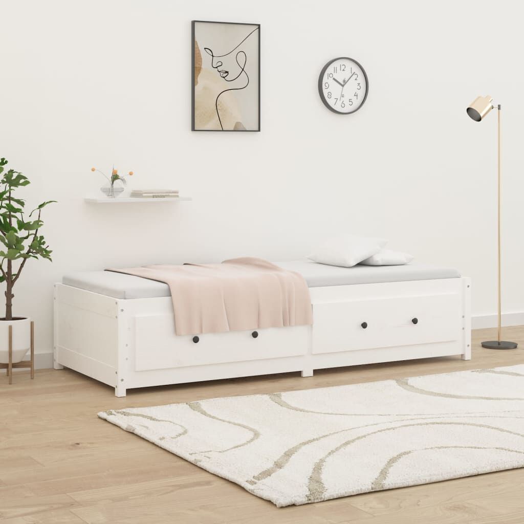 vidaXL Κρεβάτι ημέρας χωρίς στρώμα Λευκό 75x190 cm Στερεό ξύλο πεύκο