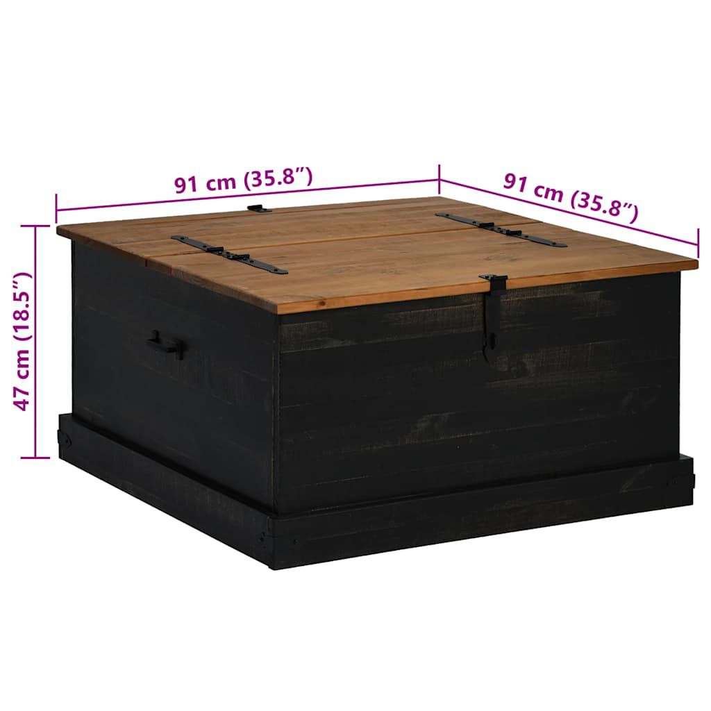 vidaXL Σεντούκι αποθήκευσης HALDEN Μαύρο 91x91x47cm Στερεό ξύλο πεύκου