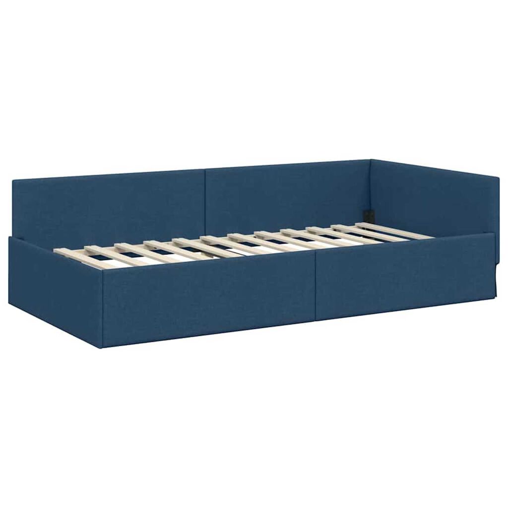 vidaXL Κρεβάτι Γωνίας Μπλε 100 x 200 cm Ύφασμα και Έργο ξύλου