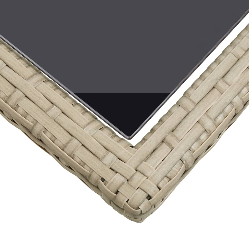 vidaXL Τραπέζι Κήπου Μπεζ 110x53x72 εκ. Γυάλινο και Συνθετικό ρατάν