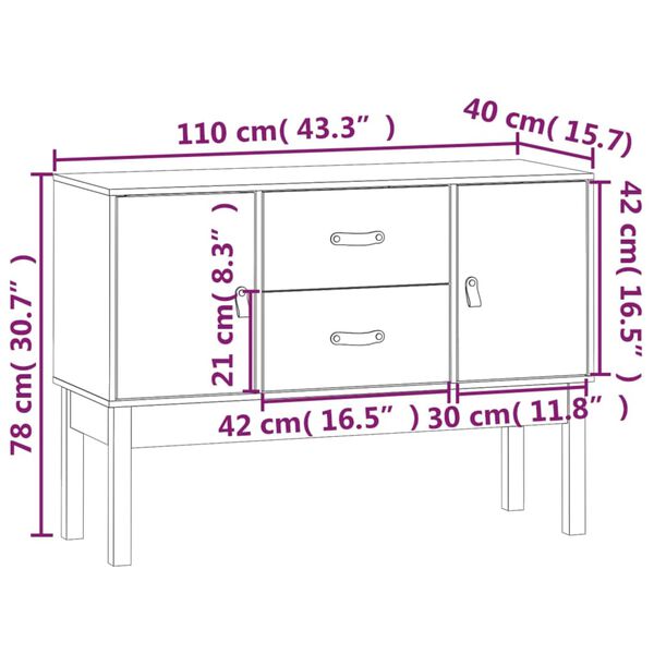 vidaXL Μπουφές 110 x 40 x 78 εκ. από Μασίφ Ξύλο Πεύκου