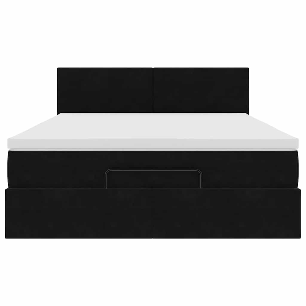 vidaXL Οθωμανικό κρεβάτι με στρώμα Μαύρο 140x190cm Βελούδο
