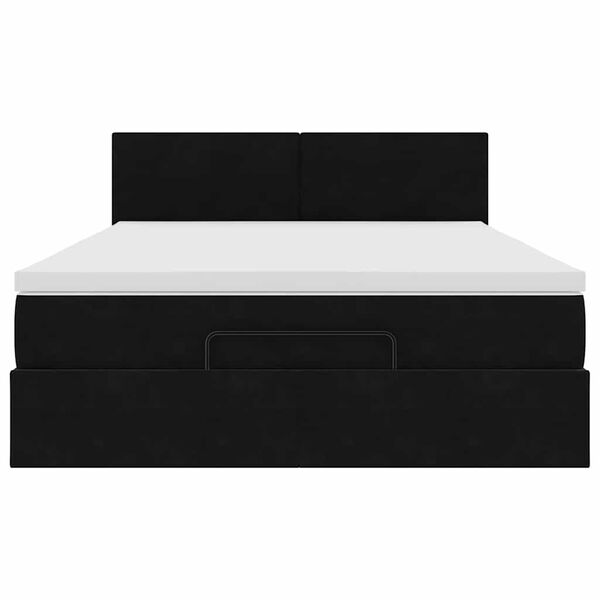 vidaXL Οθωμανικό κρεβάτι με στρώμα Μαύρο 140x190cm Βελούδο