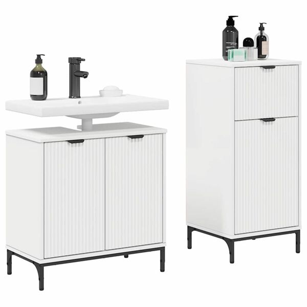 vidaXL Σετ Επίπλων Μπάνιου με συρτάρι 2 pcs Λευκό 39.5 x 36 x 88 εκ